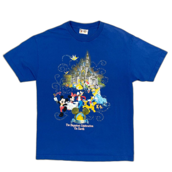 Disney Unisex Size Medium Blue Pullover Graphic T-Shirt - Picture 1 of 6